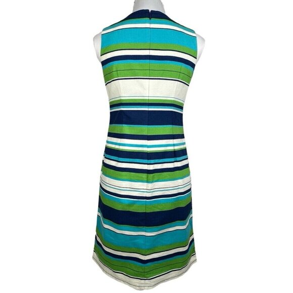 Talbots Women’s Blue Green Striped‎ Sleeveless Resortwear Sheath Dress 4P/C32 - Picture 4 of 10